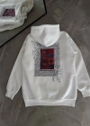 Uzun Kol Kapüşonlu Ön Ve Arka Baskılı SweatShirt - Beyaz