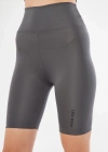 Yüksek Bel Biker Sporcu Şort - Füme