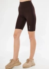 Yüksek Bel Biker Sporcu Şort - Kahve