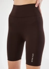 Yüksek Bel Biker Sporcu Şort - Kahve