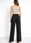 Yüksek Bel Palazzo Pantolon Çima Dikişli Bol Paça Akıcı ve Ofis Şıklığı Kadın - Siyah