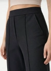 Yüksek Bel Palazzo Pantolon Çima Dikişli Bol Paça Akıcı ve Ofis Şıklığı Kadın - Siyah