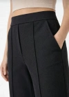Yüksek Bel Palazzo Pantolon Çima Dikişli Bol Paça Akıcı ve Ofis Şıklığı Kadın - Siyah
