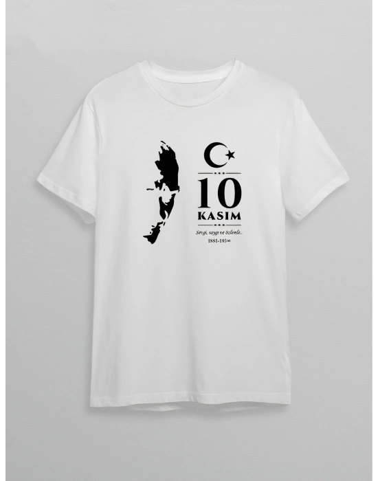 10 Kasım Atatürk Baskılı T-shirt - Beyaz