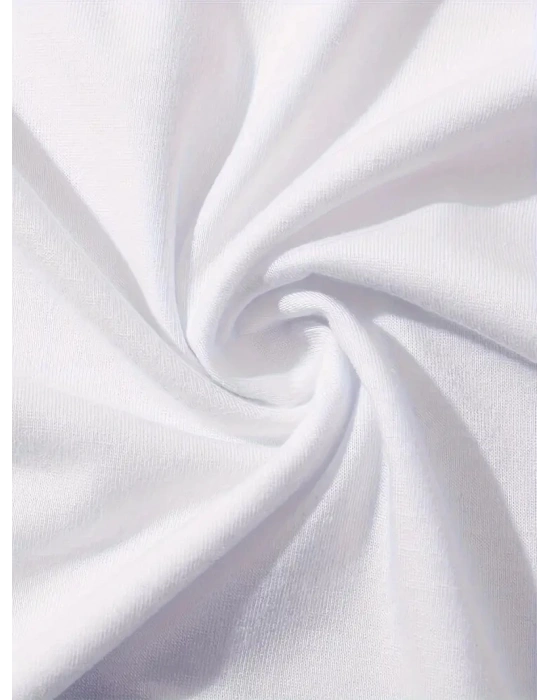 Kadın Penye Compack Baskılı  Kahve Desenli Kadın Kısa Kol T-shirt - Beyaz