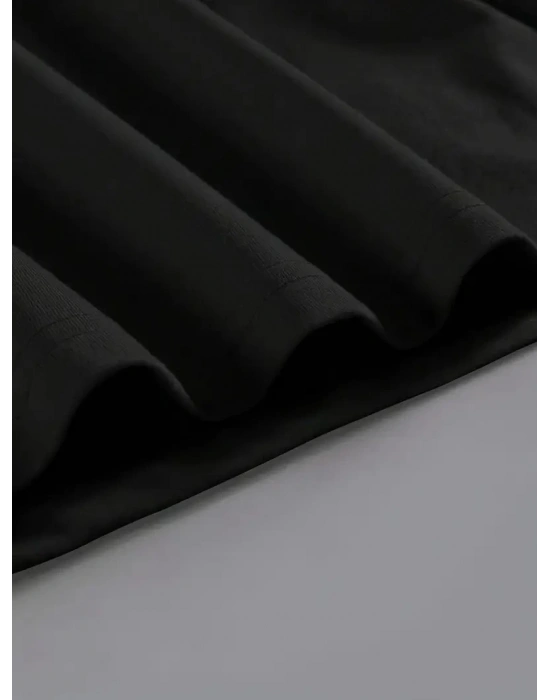 Kadın Penye Compack Baskılı Kahve Desenli Kadın Kısa Kol Yazlık T-shirt - Siyah