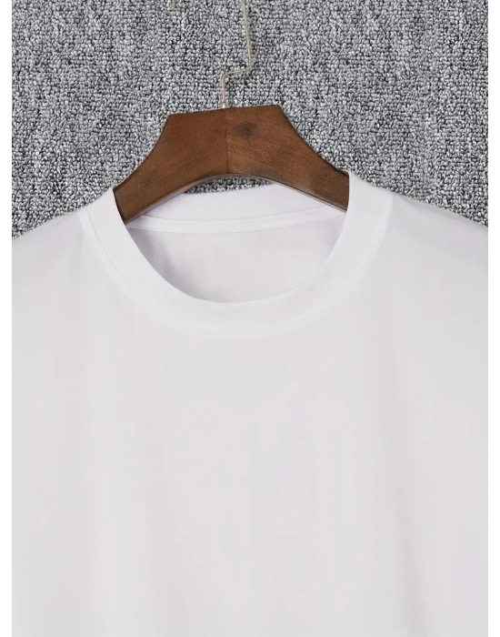 Erkek Penye Compack I TRIED TO WARN YOU. Baskılı Oversize Bisiklet Yaka - Beyaz