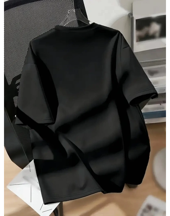 kadın Penye Compack New York Baskılı Oversize Kısa Kol Bisiklet Yaka T-shirt - Siyah