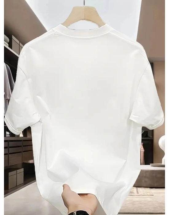 ERKEK Penye Compack Özgür kuşlar Baskılı Oversize Bisiklet Yaka - Beyaz