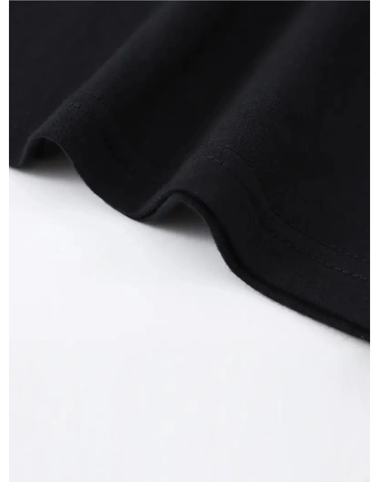 Erkek  Penye  SPACEBALLS Erkek Baskılı  Bisiklet Yaka Kısa Kol Yazlık T-shirt - Siyah