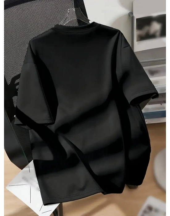 Kadın Penye Compack Spider Baskılı Oversize Kısa Kol Yazlık T-shirt - Siyah