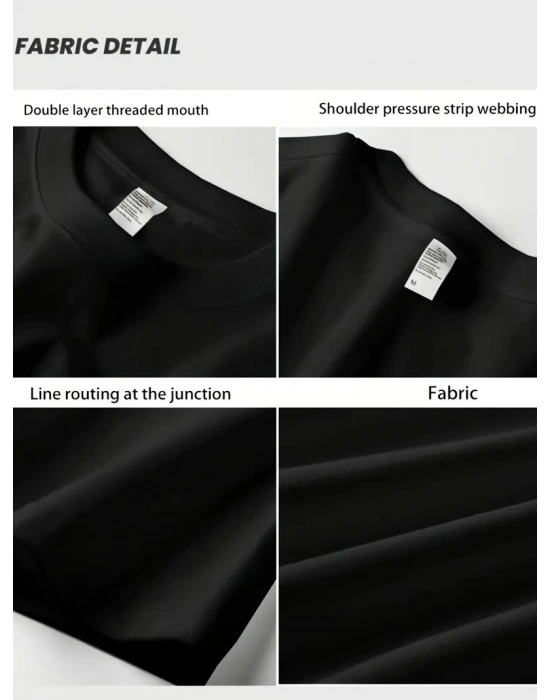 AICG Ön Arka Baskılı Bisiklet Yaka Kadın Oversize Bisiklet Yaka T-shirt - Siyah