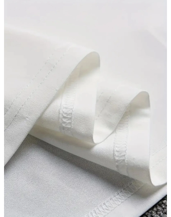 ANIMAL Desen Baskı Erkek Oversive Tişört Grafik Tişört Erkek Outdoor Kıyafetleri - Beyaz