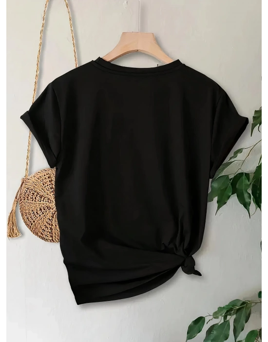 Anneler Günü Baskılı T-shirt - Siyah