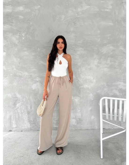 Ayrobin Oversize Kadın Pantalon - Bej