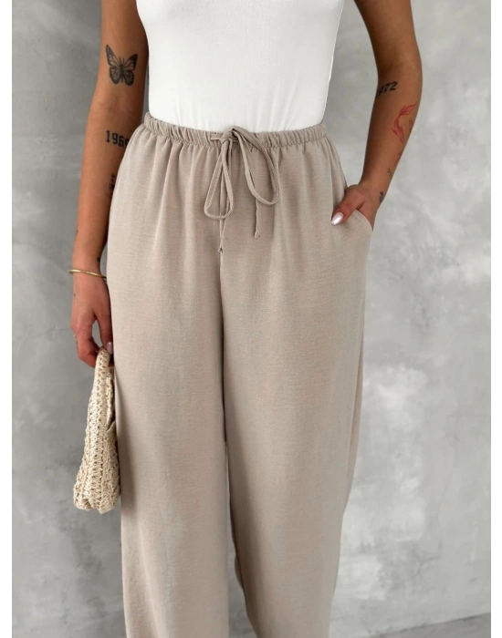 Ayrobin Oversize Kadın Pantalon - Bej
