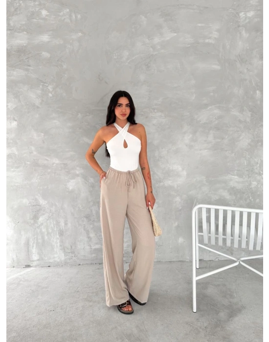 Ayrobin Oversize Kadın Pantalon - Bej