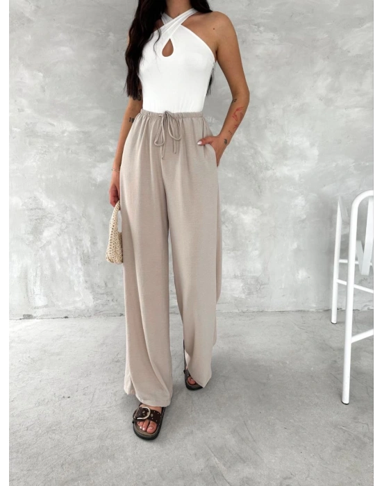 Ayrobin Oversize Kadın Pantalon - Bej