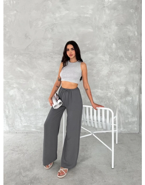 Ayrobin Oversize Kadın Pantalon - Füme