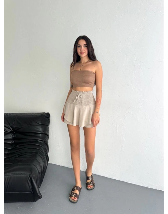 Ayrobin Şortlu Etek - Bej