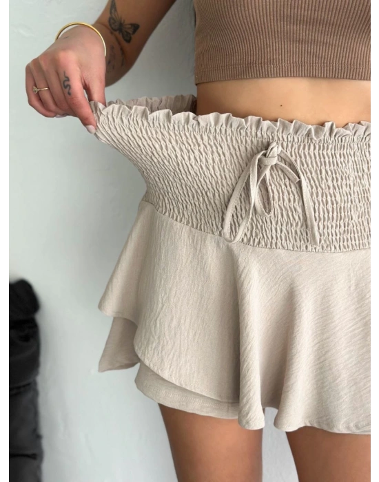 Ayrobin Şortlu Etek - Bej