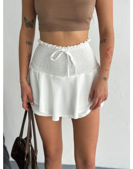 Ayrobin Şortlu Etek - Beyaz