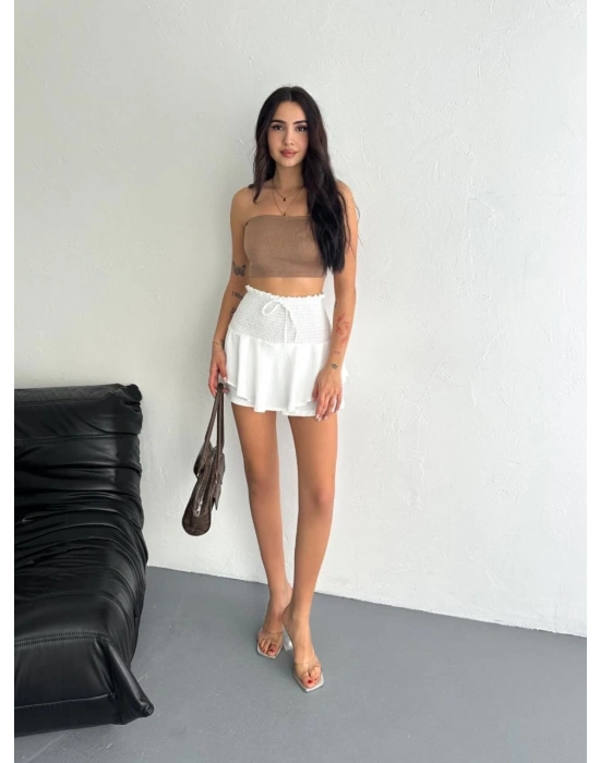 Ayrobin Şortlu Etek - Beyaz