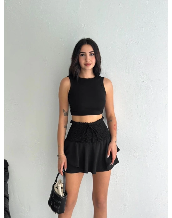 Ayrobin Şortlu Etek - Siyah