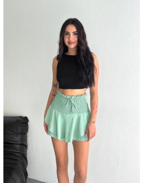 Ayrobin Şortlu Etek - Su Yeşili