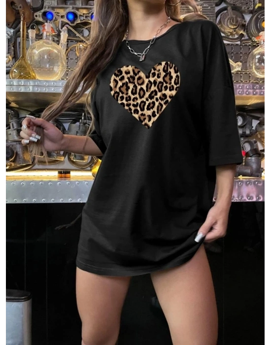 Baskılı Kadın T-shirt - Siyah