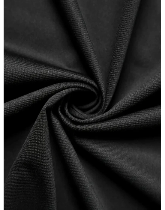 Benzersiz Sırt Baskılı Erkek Sokak Stili Bol Tişört - Nefes Alabilir Polyester - Siyah