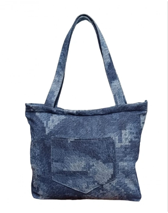 Blujin Desenli Piknik ve Deniz Cepli Fermuarlı Çanta - Mavi