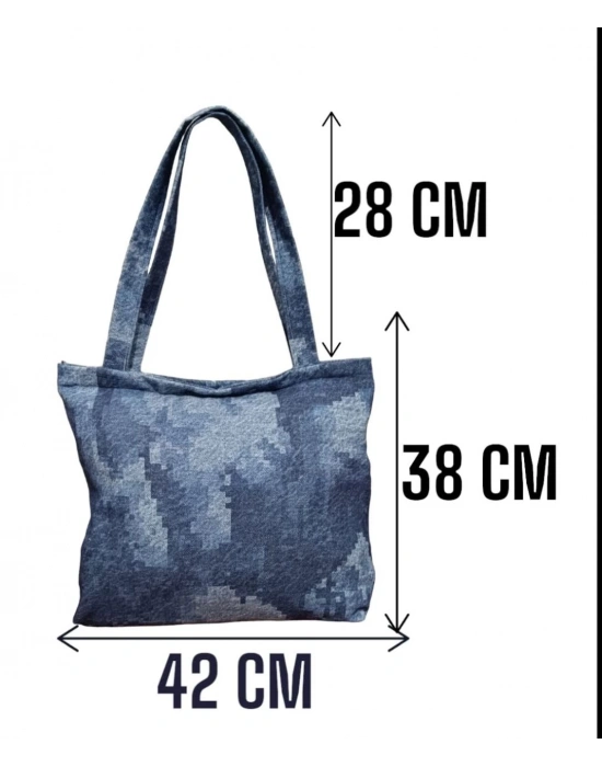 Blujin Desenli Piknik ve Deniz Cepli Fermuarlı Çanta - Mavi