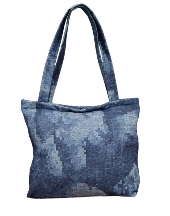 Blujin Desenli Piknik ve Deniz Cepli Fermuarlı Çanta - Mavi