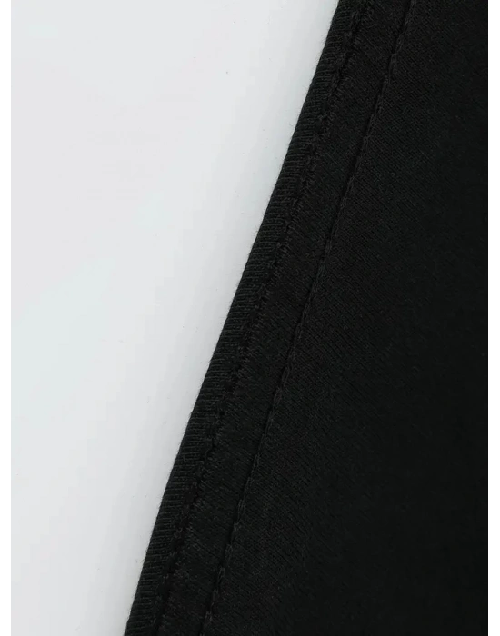 Büyük Beden Erkek Whatever Baskılı Tişört Oversize Erkekler İçin Yaz Modası Kısa - Siyah