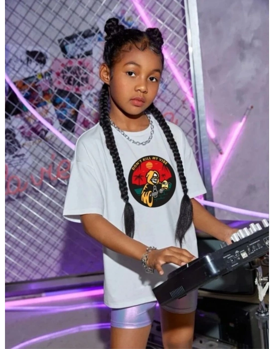 Çocuk Unisex Baskılı T-Shirt - Beyaz