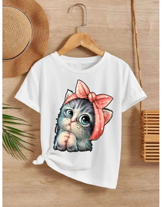 Çocuk Unisex Baskılı T-Shirt - Beyaz