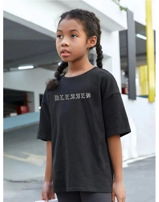 Çocuk Unisex Baskılı T-Shirt - Siyah