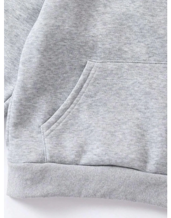 Çocuk Unisex Kapüşonlu Naruto Baskılı Pamuklu Sweatshirt - Gri