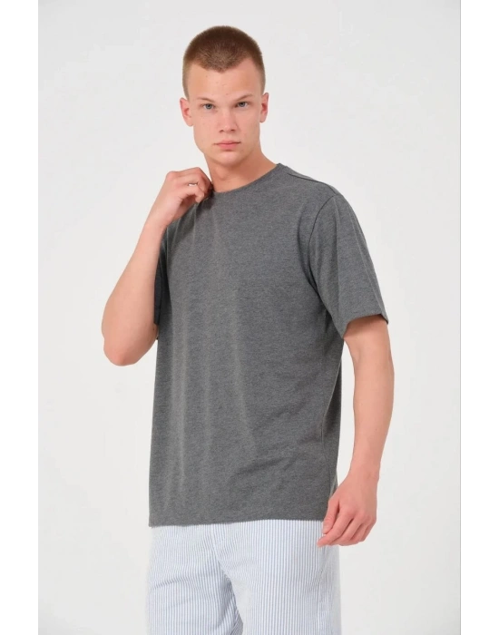 Erkek 24/1 Düz A Kalite Oversize T-shirt - Antrasit