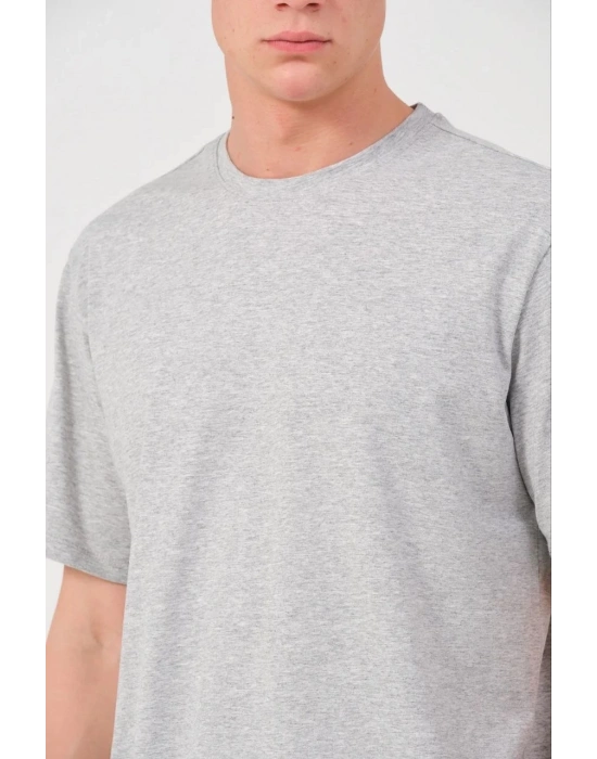 Erkek 24/1 Düz A Kalite Oversize T-shirt - Gri