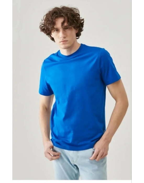 Erkek 24/1 Düz A Kalite Oversize T-shirt - Mavi