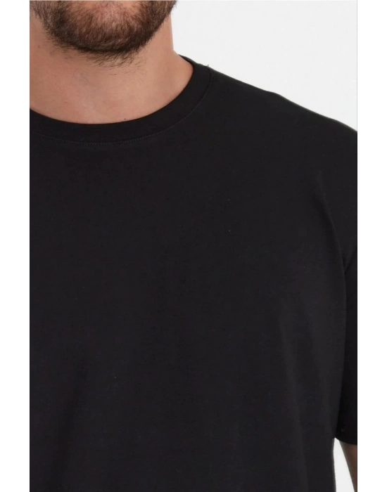 Erkek 24/1 Düz A Kalite Oversize T-shirt - Siyah