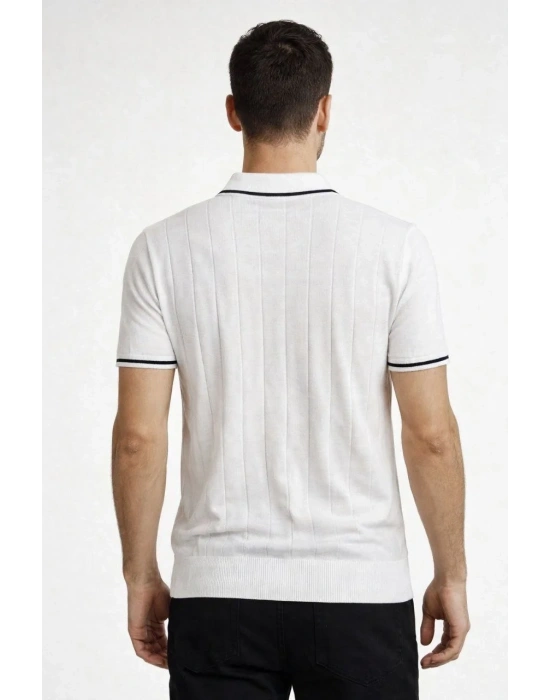 Erkek 3’lü Paket Dokuma Triko Fermuarlı Yakalı Fitilli Kısa Kollu Regular Fit Tişört -