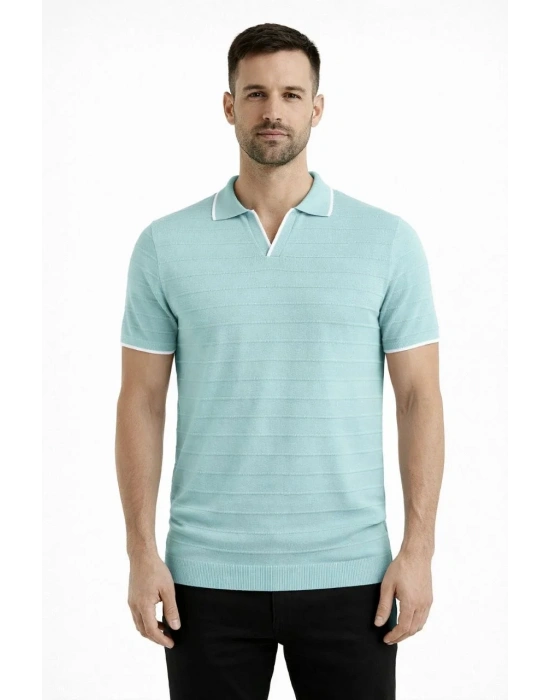 Erkek 3’lü Paket Triko Yakalı Düğmesiz Açık Yaka Fitilli Kısa Kollu Regular Fit Tişört -