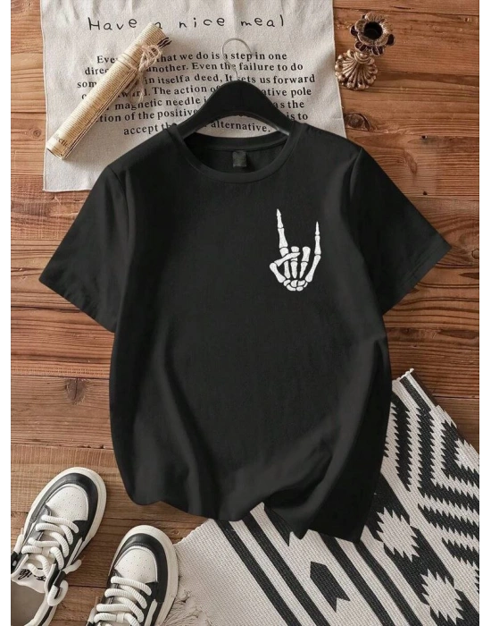 Erkek Baskılı Oversize T-shirt - Siyah