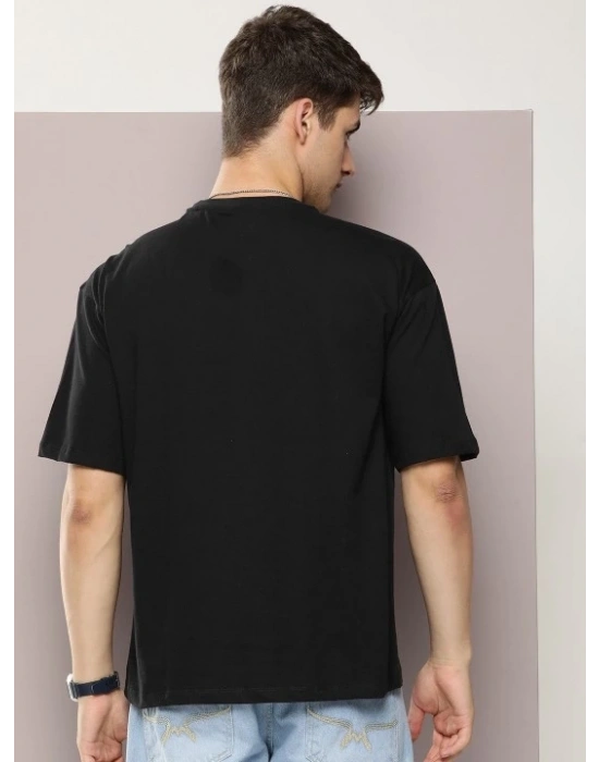 Erkek Baskılı Oversize T-shirt - Siyah