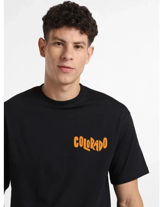 Erkek Baskılı Oversize T-shirt - Siyah