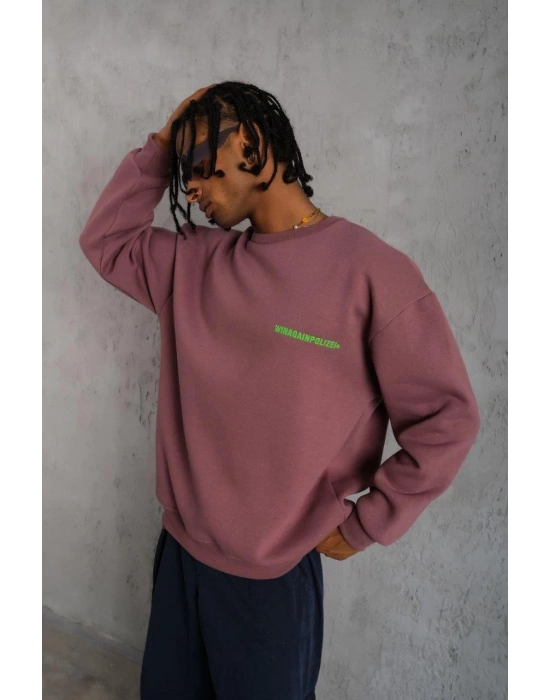 Erkek Baskılı Sweat - Gül Kurusu