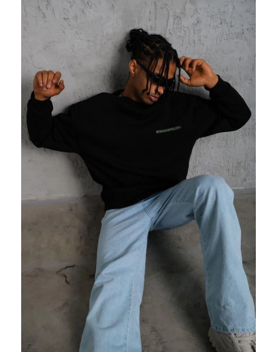 Erkek Baskılı Sweat - Siyah